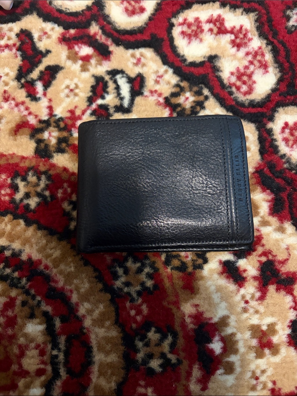 Perry Ellis Black Leather Bifold Wallet